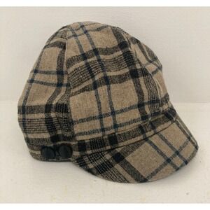 Y2K Wet Seal Newsboy Cap Womens Plaid Houndstooth Wool Blend Newsies Cabbie VTG